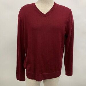 Black Brown 1826 Mens Sweater XL Red Wine Cherry 100% Extra Fine Merino Wool NWT